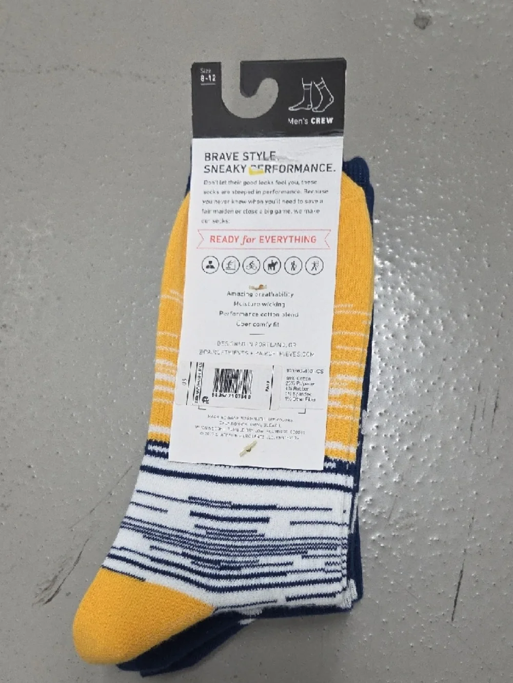 Pair of Thieves Navy Geometric Crew Socks for Men